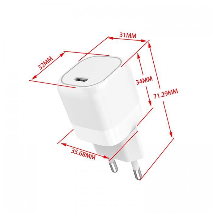 GEAR - Gear Laddare 220V 1xUSB-C PD/PPS 25W - Vit