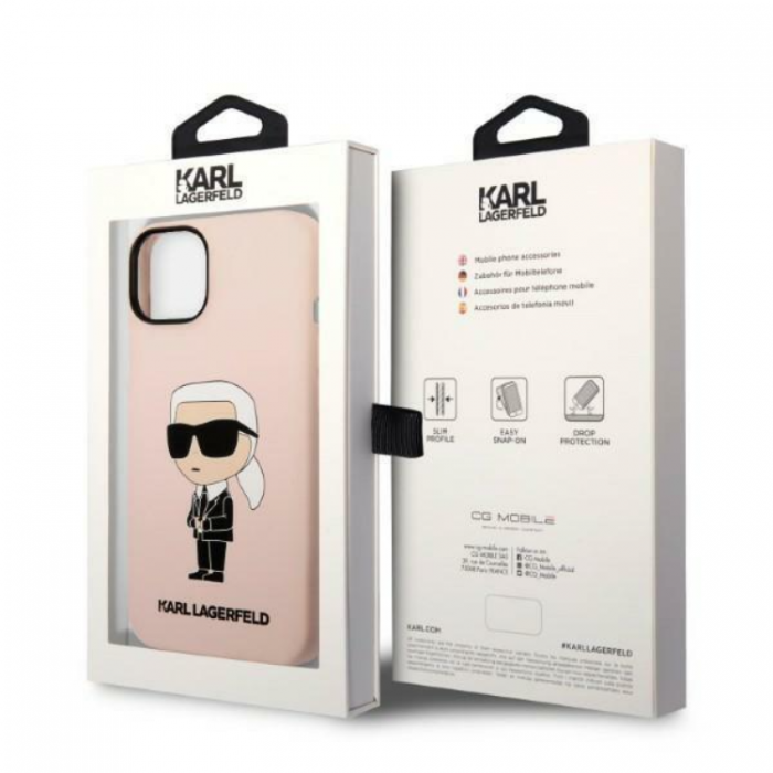 KARL LAGERFELD - Karl Lagerfeld iPhone 14 Plus Skal Silicone Ikonik - Rosa