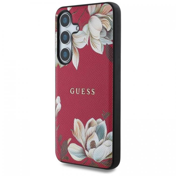 Guess - Guess Galaxy S25 Mobilskal MagSafe Grained Printed Flower - Fuchsia