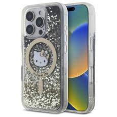 Hello Kitty - Hello Kitty iPhone 16 Pro Max Mobilskal MagSafe Liquid Glitter - Svart Guld