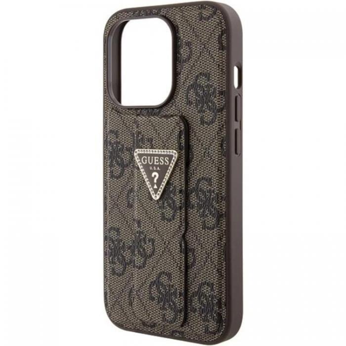 Guess - Guess iPhone 15 Mobilskal Grip Stand Triangle Strass - Brun