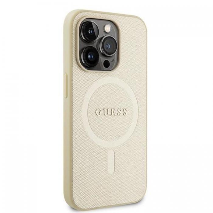 Guess - Guess iPhone 15 Pro Max Mobilskal Magsafe Saffiano - Guld