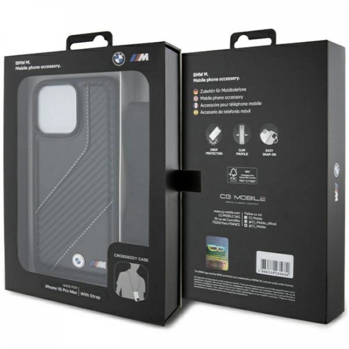 BMW - BMW iPhone 15 Pro Max Halsbandsskal M Edition Carbon Stripe