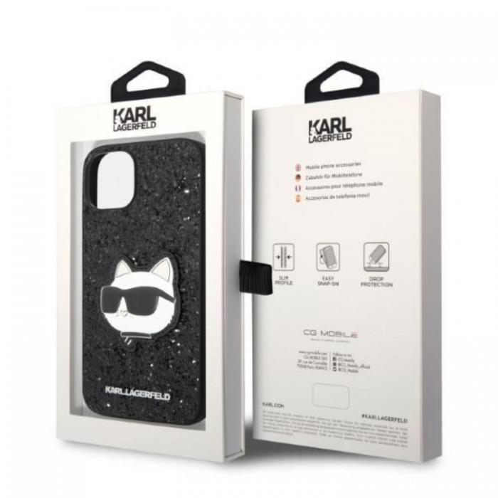 KARL LAGERFELD - Karl Lagerfeld iPhone 14 Plus Skal Glitter Choupette Patch - Svart