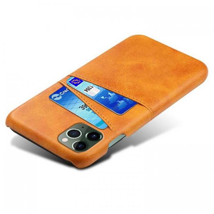 A-One Brand - iPhone 14 Pro Skal Korthllare PU Lder - Orange