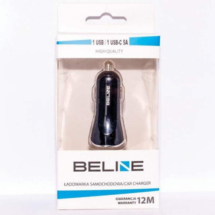 Beline - Beline Billaddare USB-A Till USB-C - Svart