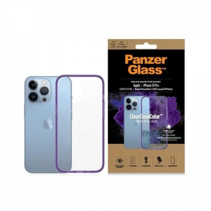 PanzerGlass - PanzerGlass iPhone 13 Pro Mobilskal Antibacterial - Transparent/Lila