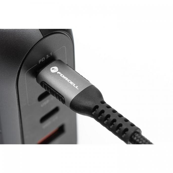 Forcell - Forcell USB-C till Lightning Kabel 27W 3m PD 3A Cafule - Svart