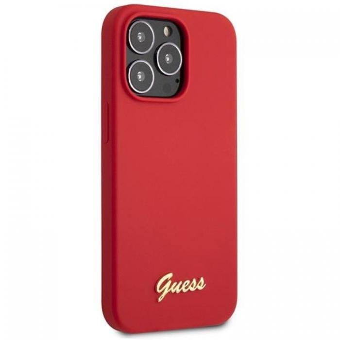 Guess - Guess iPhone 13 Pro Max Mobilskal Silicone Script Gold Logo - Rd