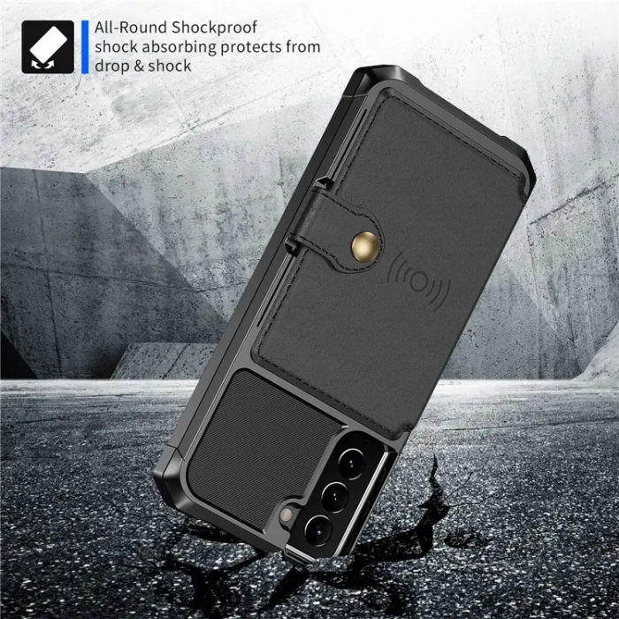 A-One Brand - Galaxy S22 Mobilskal Korthllare ZM03 Kickstand - Svart