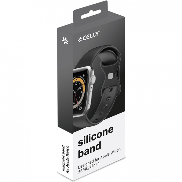 Celly - Celly Apple Watch (42/44/45mm) Armband Silikon - Svart