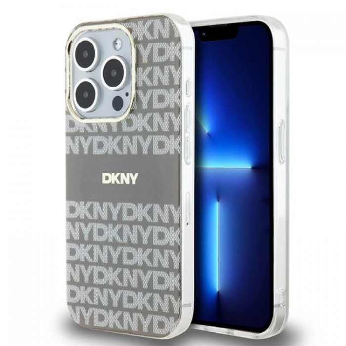 DKNY - DKNY iPhone 15 Pro Max Mobilskal Magsafe IML Mono & Stripe - Beige