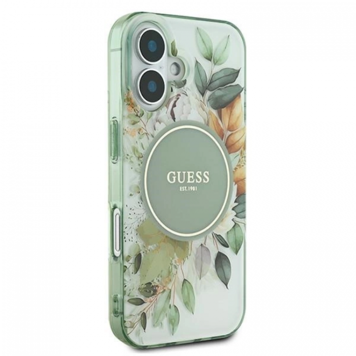 Guess - Guess iPhone 16 Plus Mobilskal MagSafe IML Flower & Tonal Circle