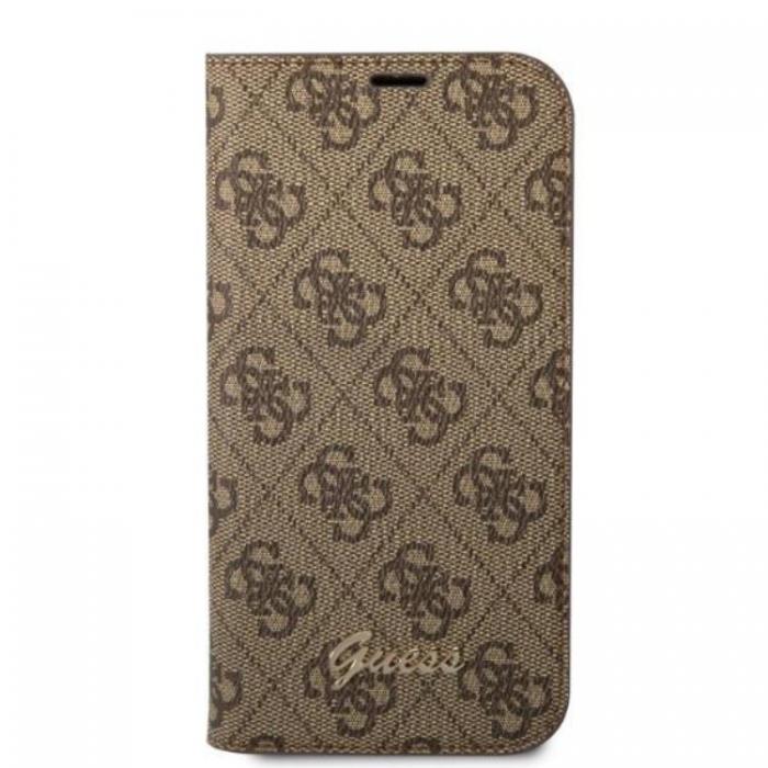 Guess - GUESS iPhone 14 Plnboksfodral 4G Vintage Gold Logo - Brun