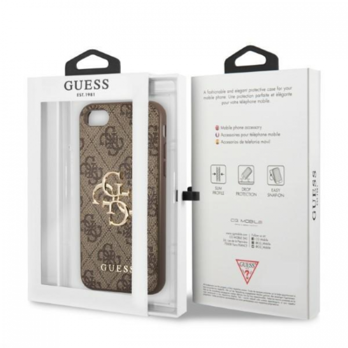 Guess - Guess iPhone 7/8/SE (2020/2022) Skal Big Metall Logo - Brun