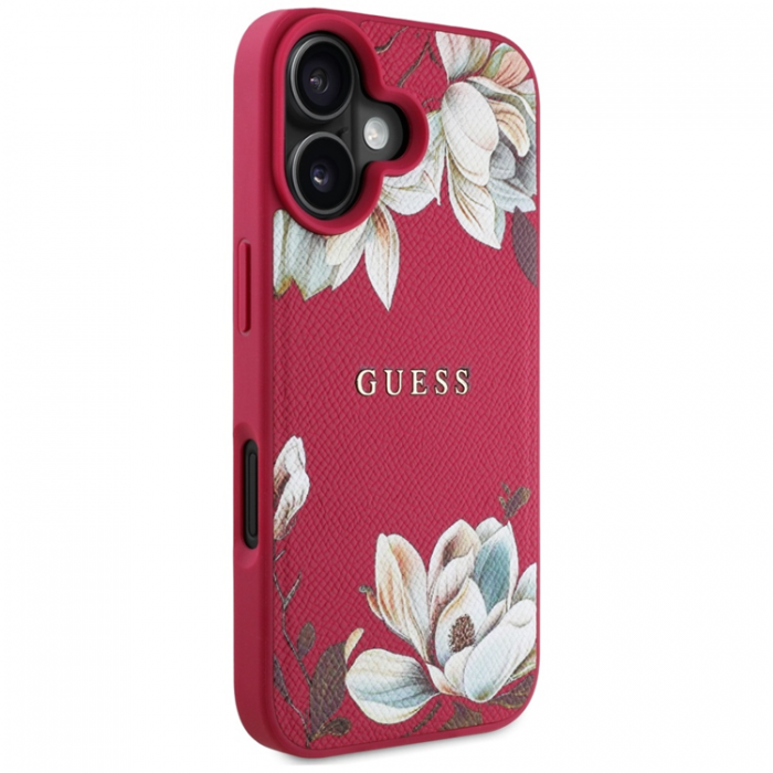 Guess - Guess iPhone 16 Mobilskal Magsafe Flower Pattern - Fuchsia