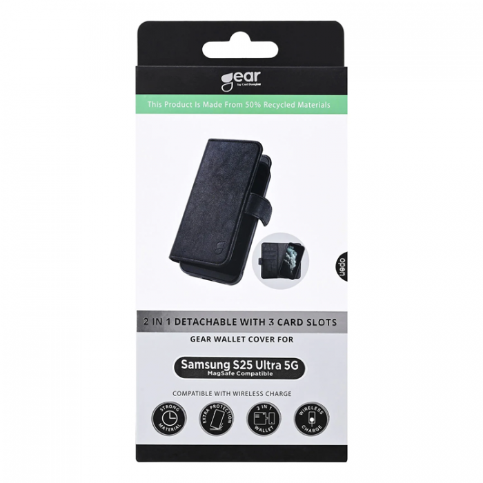 GEAR - Gear Galaxy S25 Ultra Plnboksfodral 3 Kortfack 2in1 - Svart