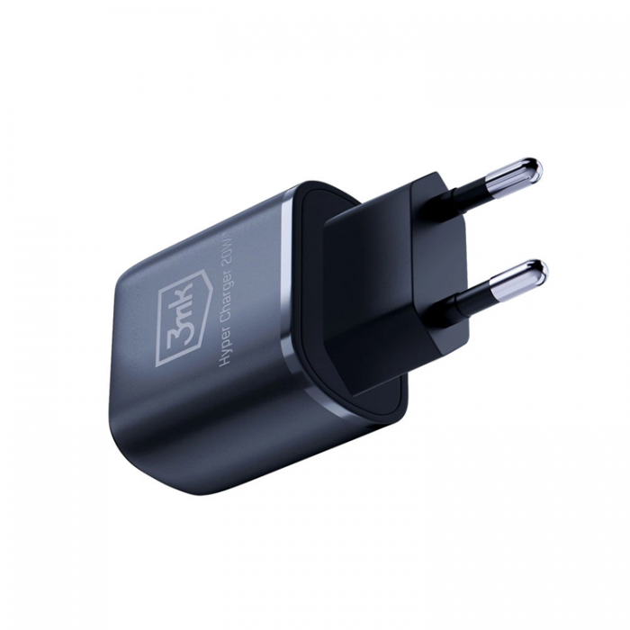 3MK - 3MK Vggladdare 20W USB-C USB-A Hyper - Svart