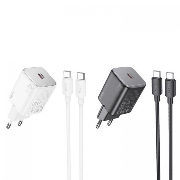 Hoco - Hoco Vggladdare 20W Type C + Kable USB-C till USB-C 1m - Vit