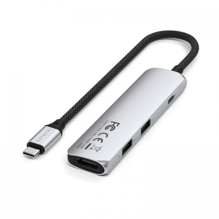 Satechi - Satechi 4-i-1 HUBB USB-C Slim Multiport Adapter 4K - Silver