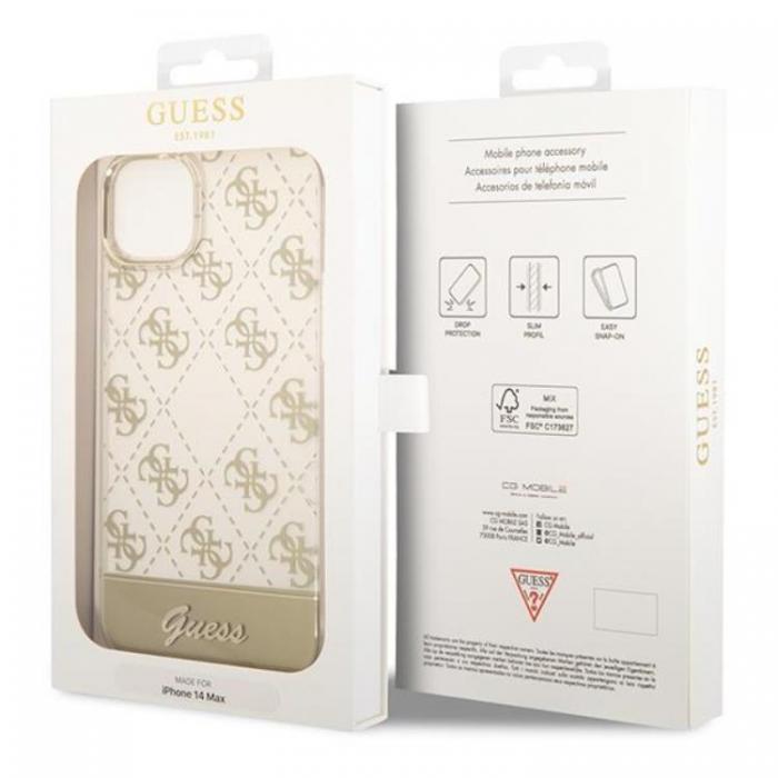 Guess - GUESS iPhone 14 Plus Skal Pattern Script - Guld