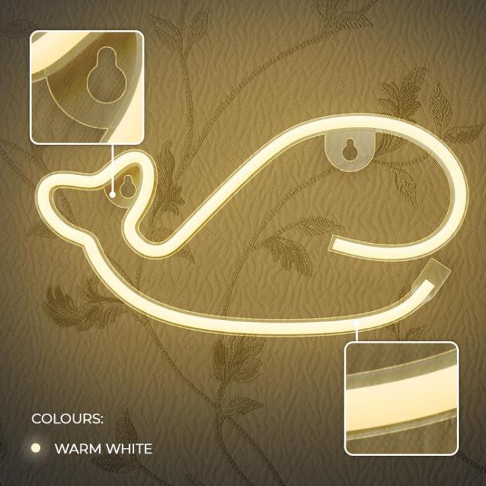 Forever Light - Forever Light LED Neon Light WHALE Bat + USB FLNE09 - Varm Vit