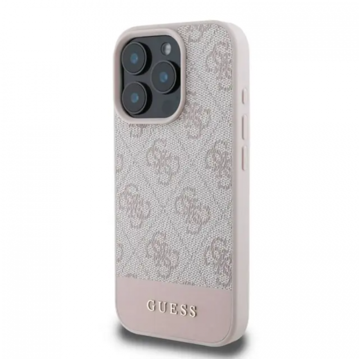 Guess - Guess iPhone 16 Pro Max Mobilskal 4G Bottom Stripe - Rosa