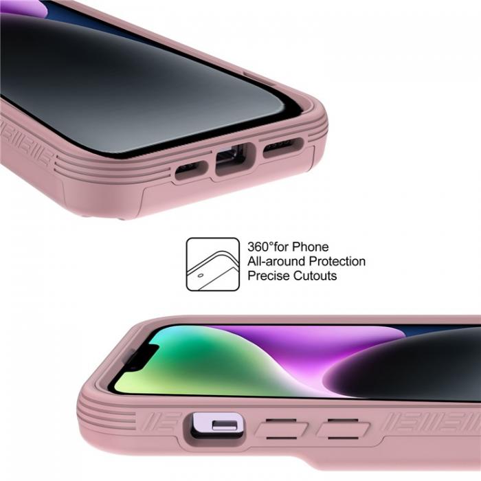 A-One Brand - iPhone 14 Plus Skal Korthllare Mirror Kickstand - Rosa