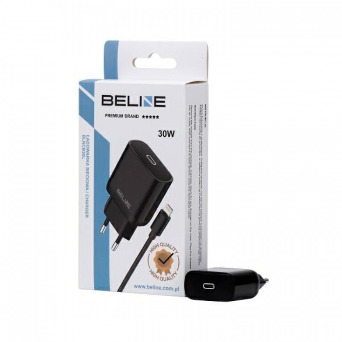 Beline - Beline Vggladdare USB-C Med USB-Lightning Kabel (30W) - Svart