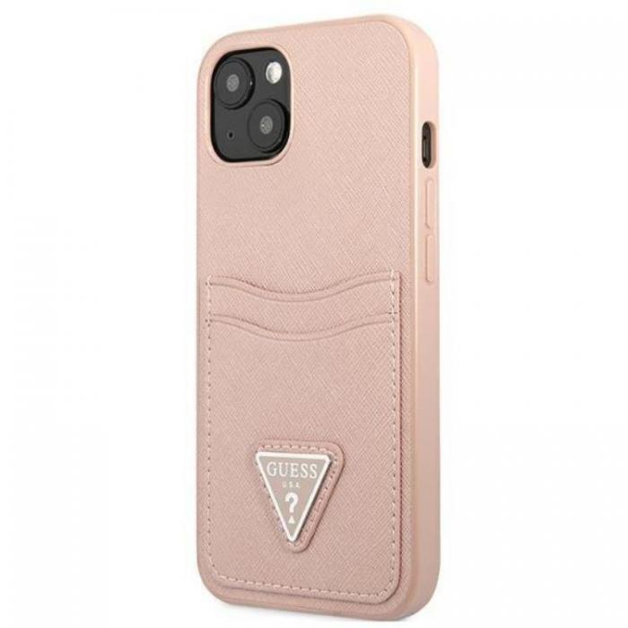 Guess - Guess iPhone Mini Skal Korthllare Saffiano Triangle Logo - Rosa