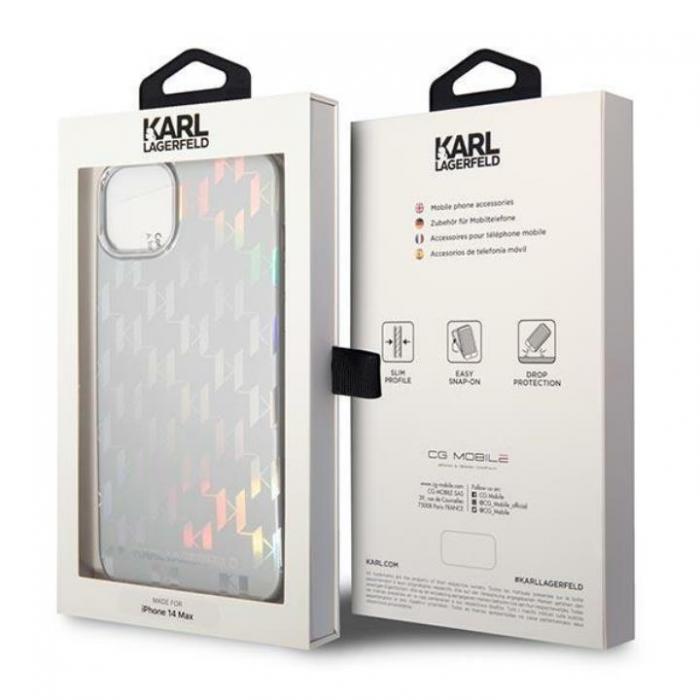 KARL LAGERFELD - Karl Lagerfeld iPhone 14 Plus Skal Monogram Iridescent - Silver