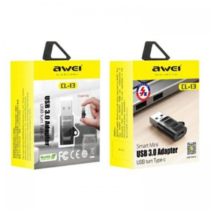 Awei - Awei USB-C Till USB-A Adapter CL-13 - Svart