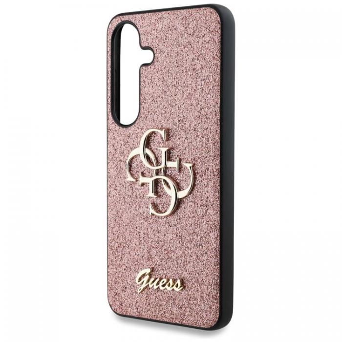 Guess - Guess Galaxy S25 Ultra Mobilskal Fixed Glitter Big 4G Metal Logo - Rosa