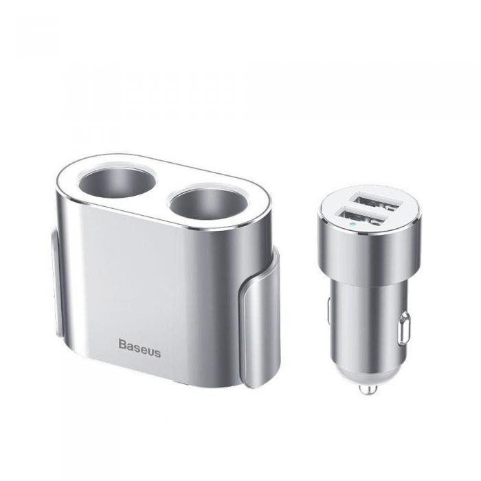 BASEUS - BASEUS 1-till-2 cigarettndare x2 80W billaddare 2xUSB 3,1A