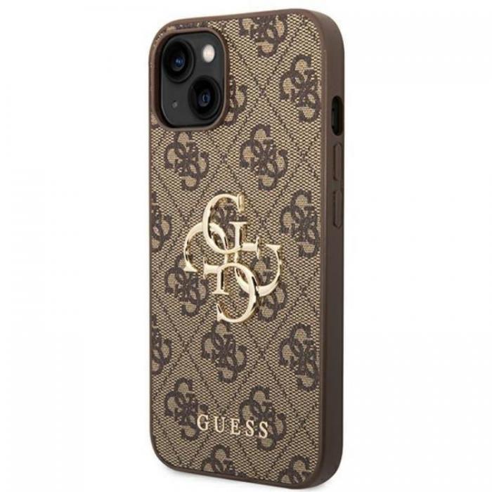 Guess - GUESS iPhone 14 Skal Big Metall Logo - Brun