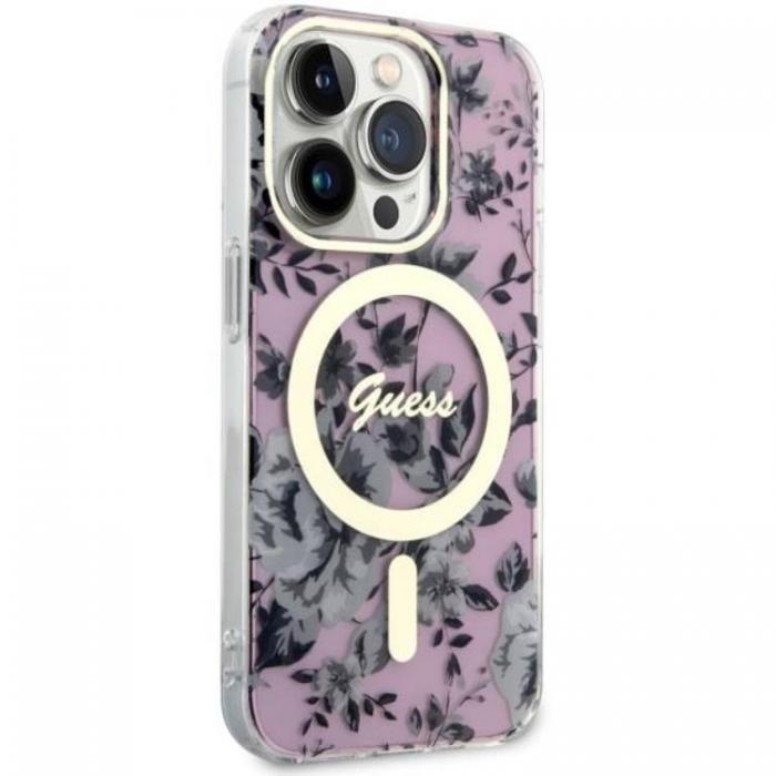 Guess - Guess iPhone 14 Pro Mobilskal MagSafe Flower - Rosa