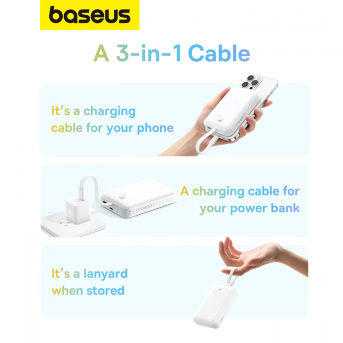 BASEUS - Baseus Magnetic Mini MagSafe 10000mAh 20W Powerbank - Vit