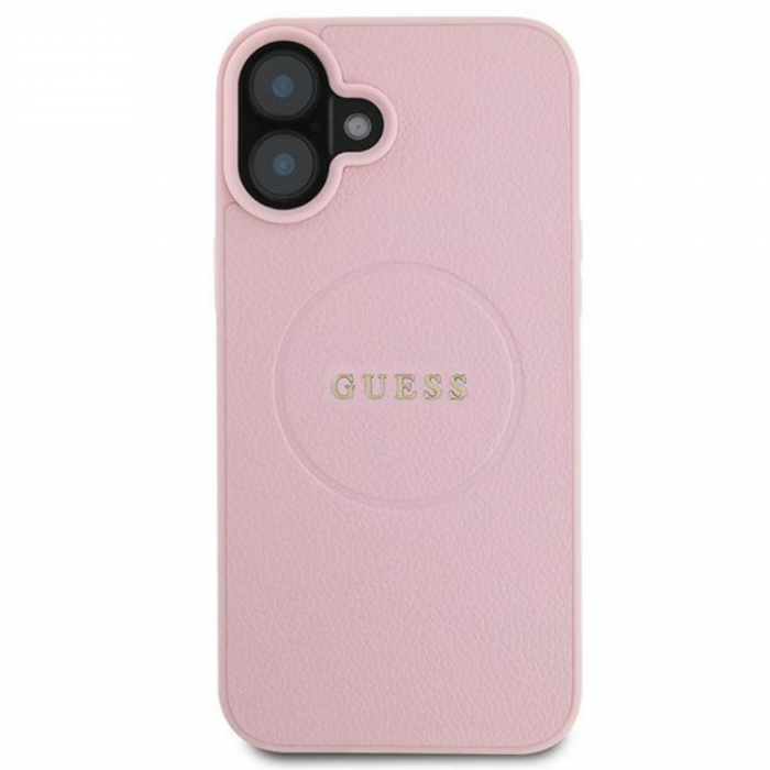 Guess - Guess iPhone 16 Plus Mobilskal Magsafe Grained Ring - Rosa