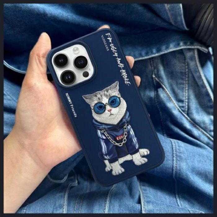 NIMMY - Nimmy iPhone 15 Pro Mobilskal Glasses Cool Cat - Bl