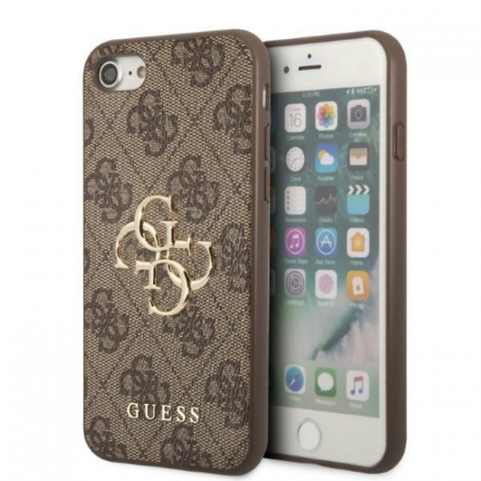 Guess - Guess iPhone 7/8/SE (2020/2022) Skal Big Metall Logo - Brun