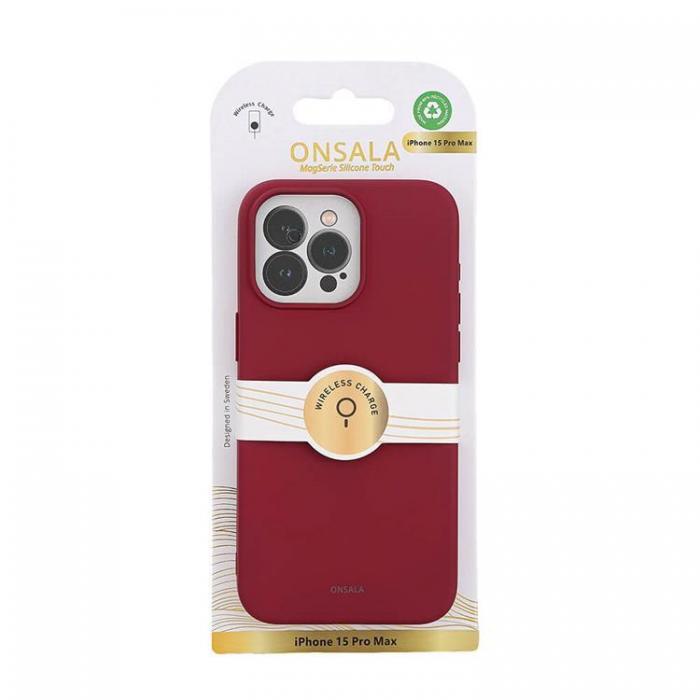 Onsala - Onsala iPhone 15 Pro Max Mobilskal Magsafe Silicone - Deep Rd