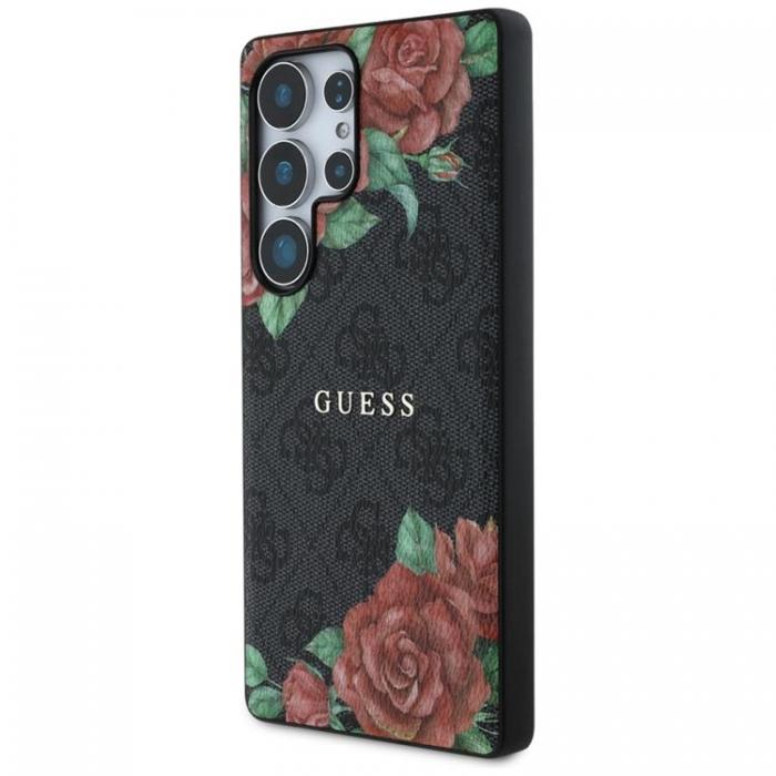 Guess - Guess Galaxy S25 Ultra Mobilskal MagSafe Flowers Print Metal Logo - Svart