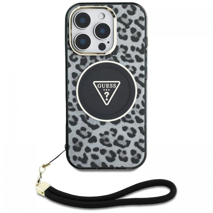 Guess - Guess iPhone 16 Pro Max Mobilskal MagSafe IML Leopard Triangle Strap