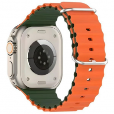 Beline - Beline Apple Watch (42/45/45/49mm) Armband Silikon Waves - Grön/Orange