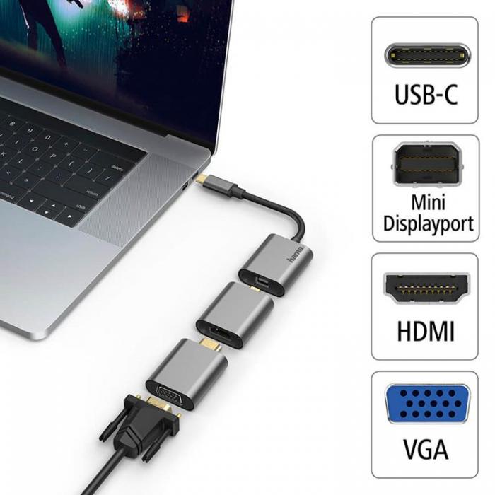 Hama - Hama Video Adapter Set 6in1 USB-C Mini-DisplayPort HDMI VGA