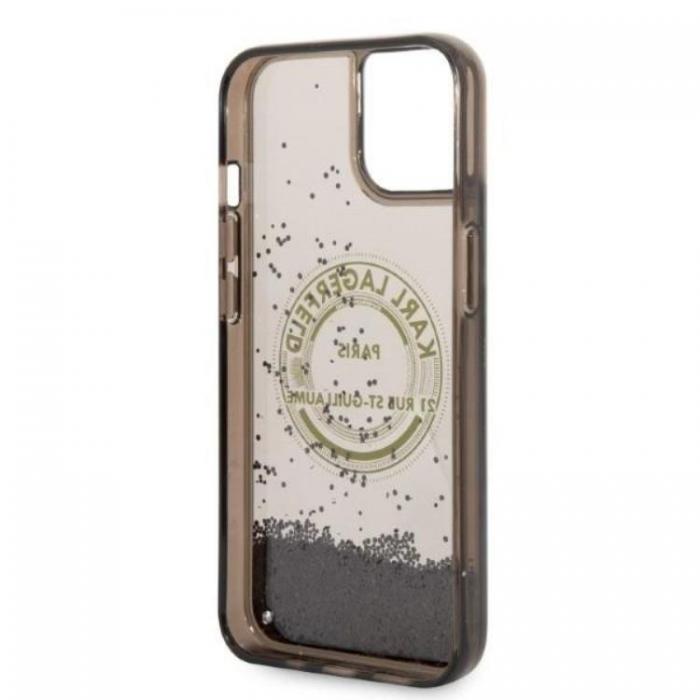 KARL LAGERFELD - Karl Lagerfeld iPhone 14 Plus Skal Liquid Glitter RSG - Svart