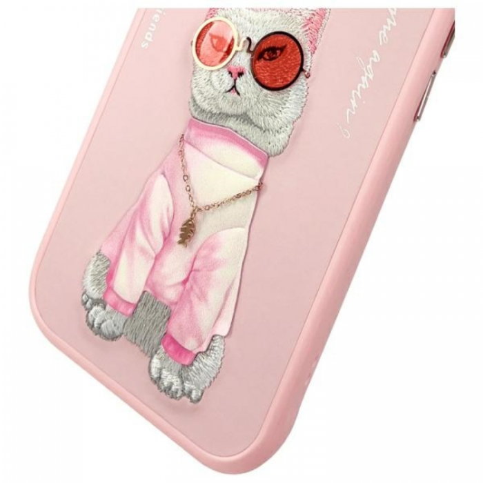 NIMMY - Nimmy iPhone 15 Mobilskal Glasses Cool Cat - Rosa