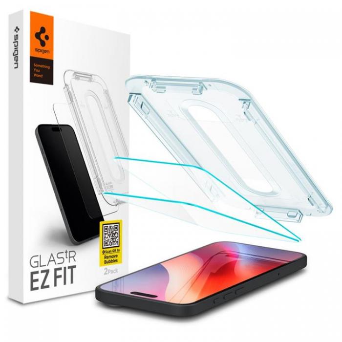 Spigen - [2-Pack] Spigen iPhone 16/15 Hrdat Glas Skrmskydd 'EZ' Fit