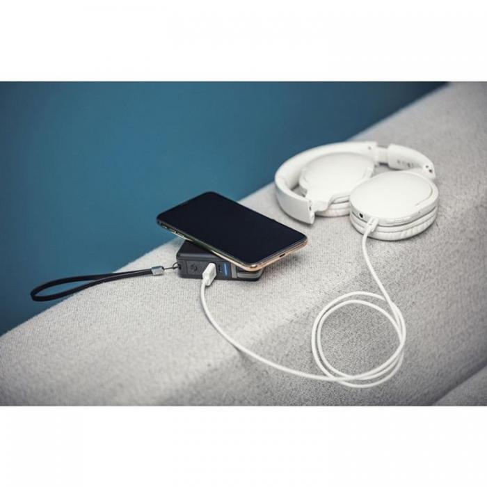 Forcell - Forcell 5in1 Laddare och Powerbank 10000 mAh USB-C/Lightning Kabel 20W - Svart