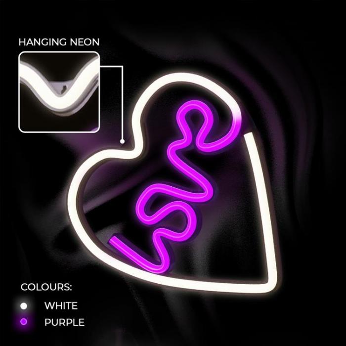 Neolia - Neolia LED Neon Light LOVE HEART NNE02 - Lila/Vit